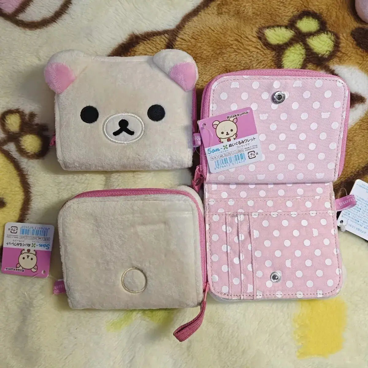 Japanese Kawaii Rilakkuma Coin Purse Card Package Short Wallet Plush Storage Package Birthday Gift