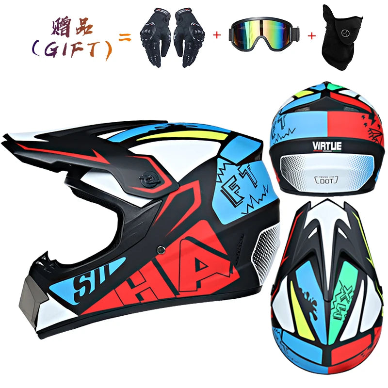 Off-road Motorcycle Helmet, Adult Motocross ATV Downhill MTB DH Helmet with Visor, DOT Approved Capacetes for Riding