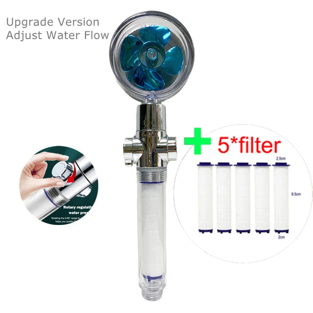 High-Pressure Shower Head Handheld Turbo Fan Showerhead With 5 Filters Water Saving Spray rain Shower Bathroom Accessories