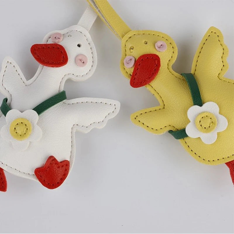 Cute Cartoon Duck Bag Charm High Quality Cute Leather Fashion Charm Bag Keyring Backpack Decoration Accessories Gifts