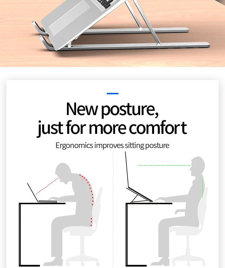 Foldable Laptop Stand Cooling Notebook Bracket Adjustable Ergonomic Laptop Support Base Holder Laptop Tablet Accessories Stands