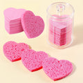 Facial sponge with container, heart-shaped compressed facial sponge natural cleaning pad for washing face, exfoliating, and make