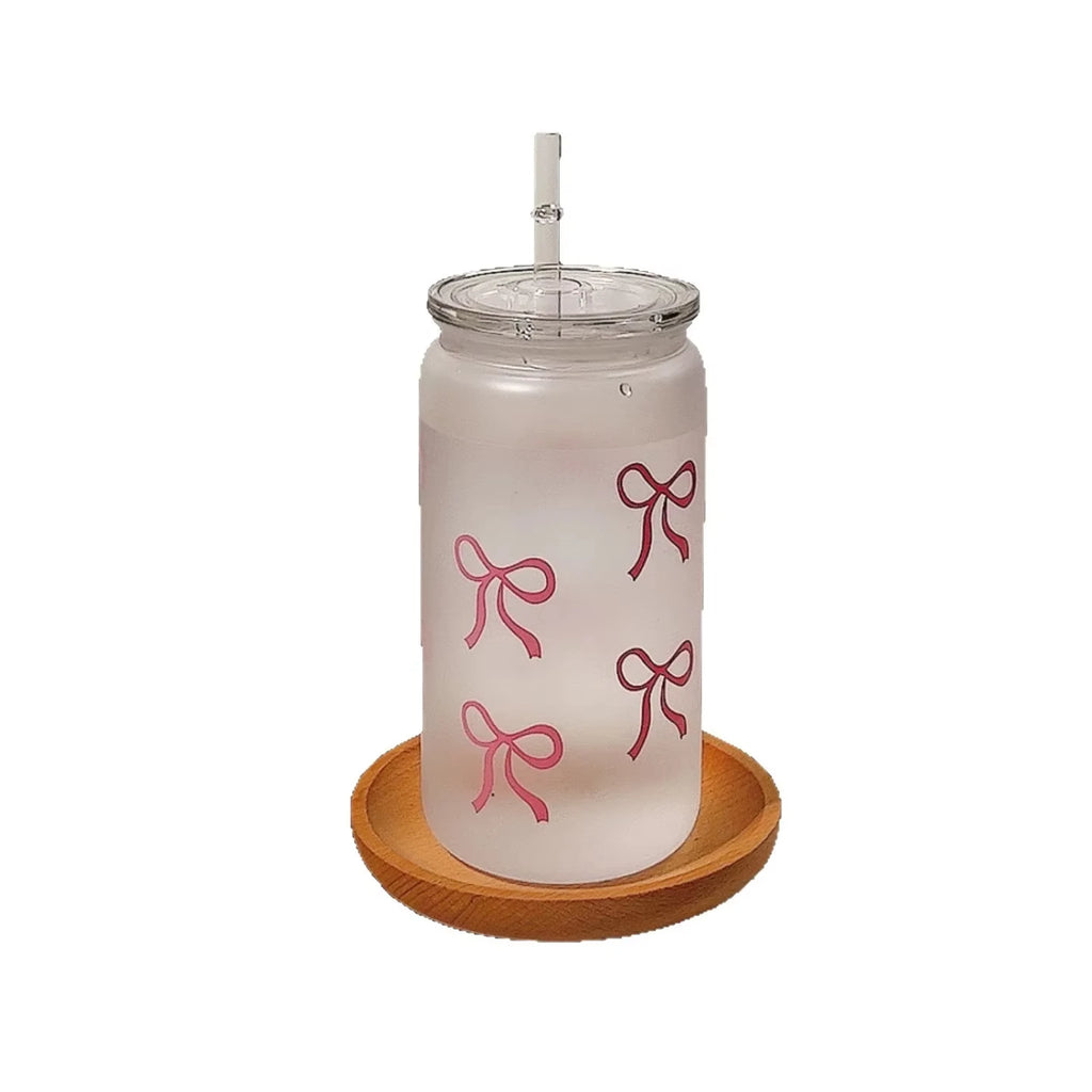 1 piece bow plastic cup, portable and handy, milk cup
