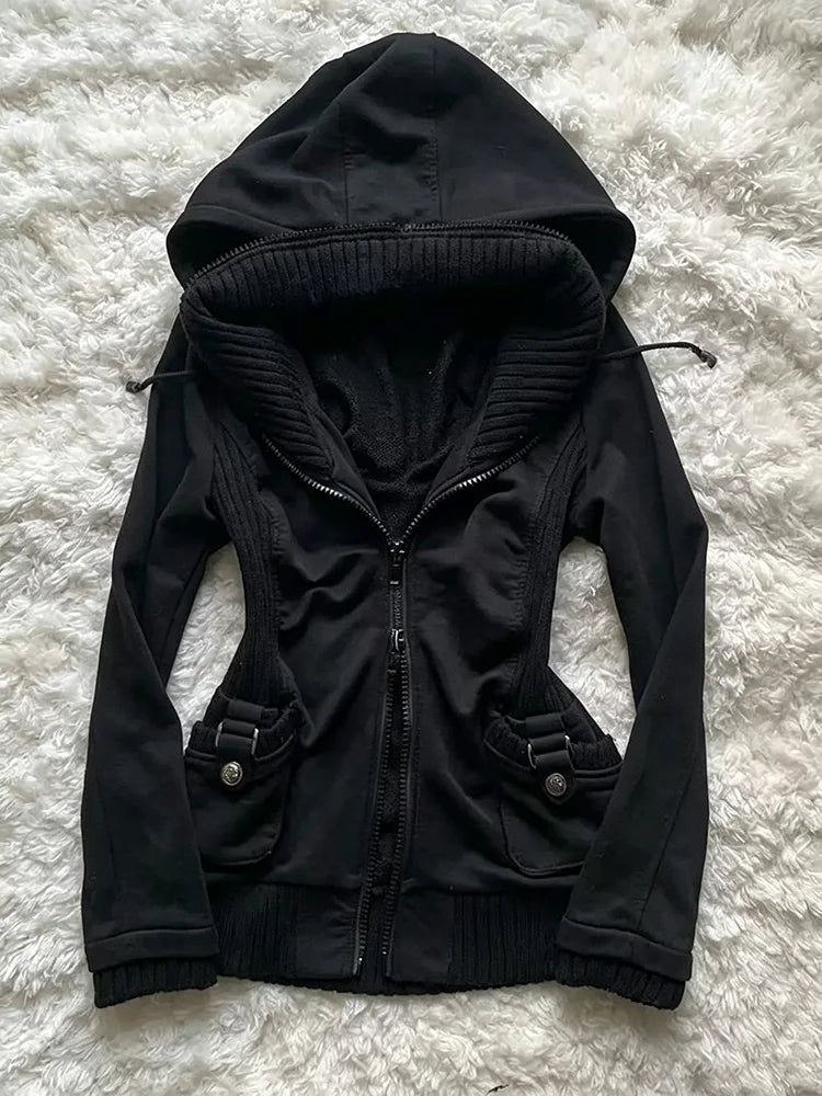 Zipper Hoodie Printed Jacket Casual Sports Long Sleeved Street Style Spicy Girl Sweet Girl Fashionable Retro Y2K