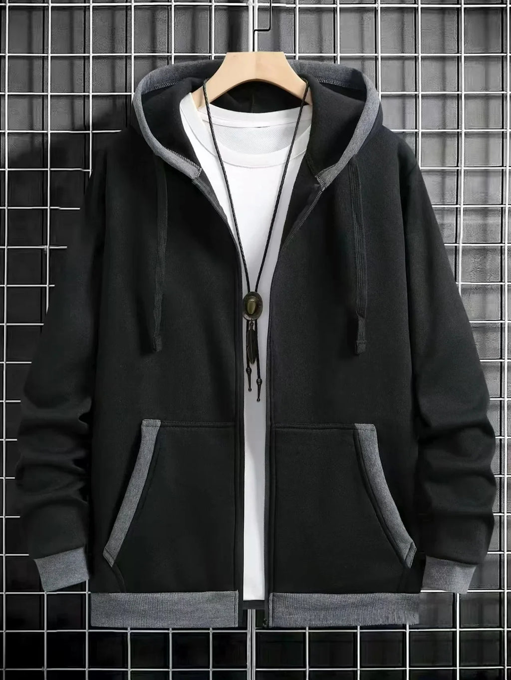 Spring and Autumn Men's Zipper Jacket Warm Windproof Hoodies Thickened Cardigan Sports Long Sleeve Sweatshirts Hooded Coat