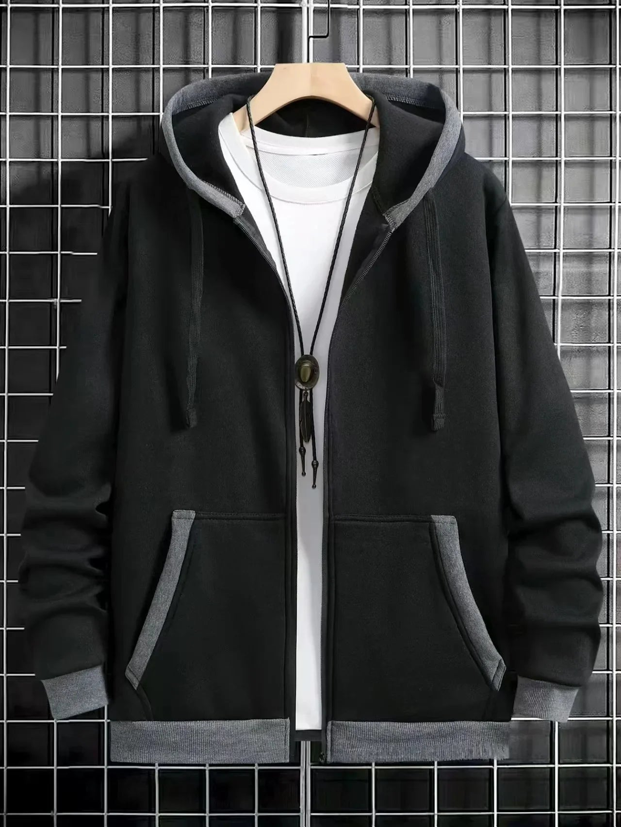 Spring and Autumn Men's Zipper Jacket Warm Windproof Hoodies Thickened Cardigan Sports Long Sleeve Sweatshirts Hooded Coat