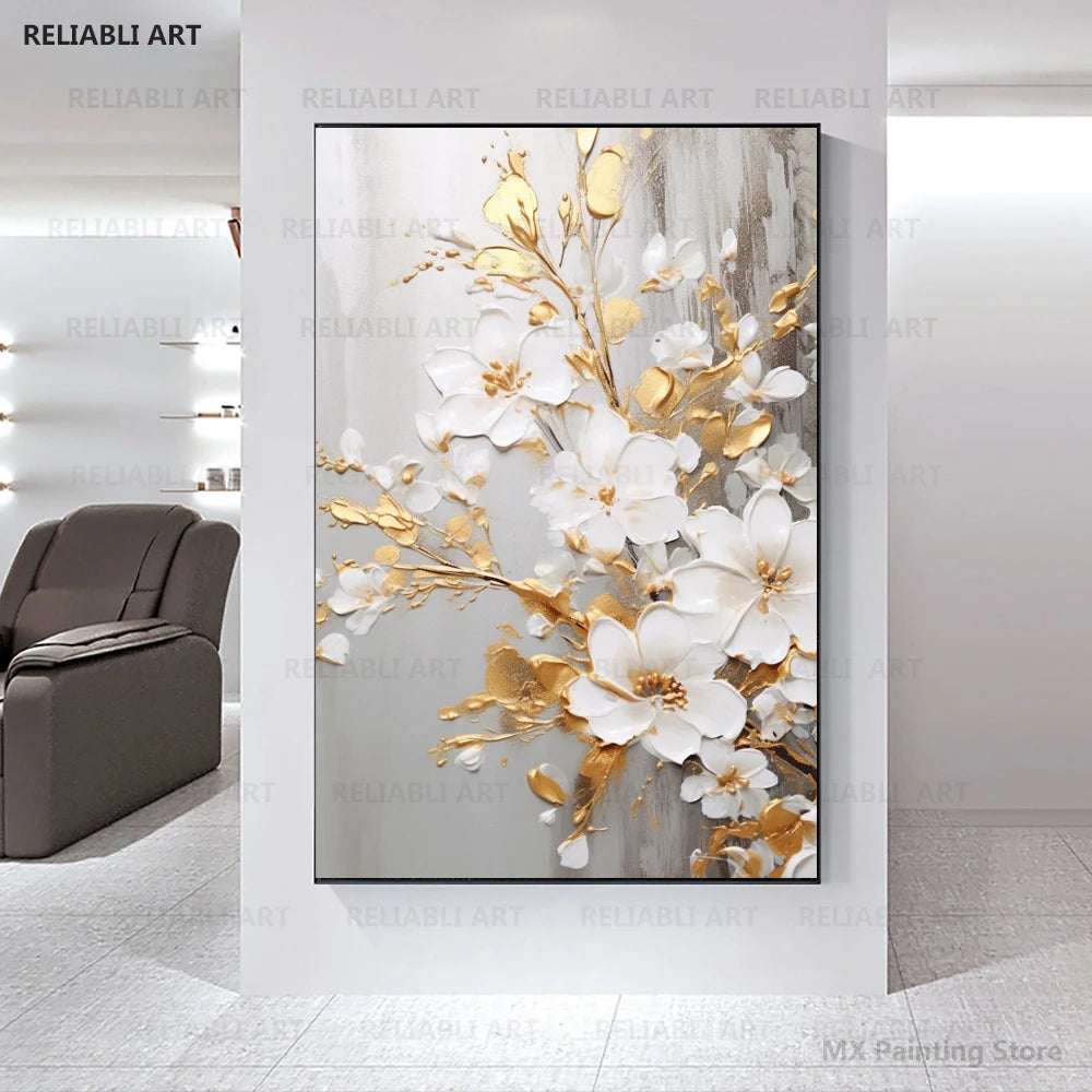 Modern Light Luxury Living Room Decor, Abstract Flower Art Posters,Home Decoration, Prints Canvas Wall Picture,Unframed
