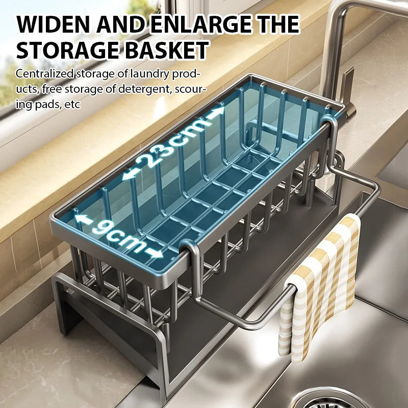 Kitchen Sink Drain Rack Organizer Plastic Desktop Self-draining Sink Shelf Soap Sponge Holder Dishcloth Towel Rack Filter Basket