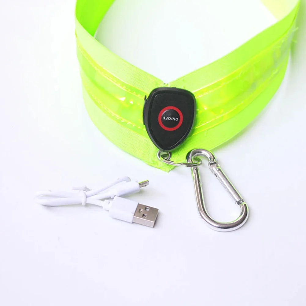Reflective Straps Rechargeable LED Reflective Running Belt for Men Women Night Safety Outdoor Hiking Jogging Walking Light Gear