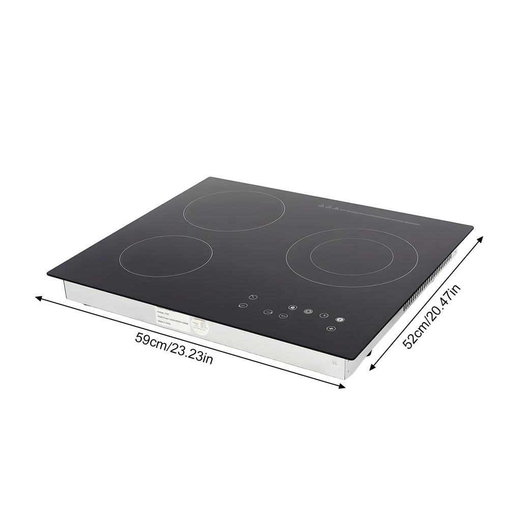 NEWEST Ceramic Cooktop, Electric Cooktop, 3 Burners Radiant Electric Stove Top with Timer, Child Safety Lock, Sensor Touch Control, 2600W 110V