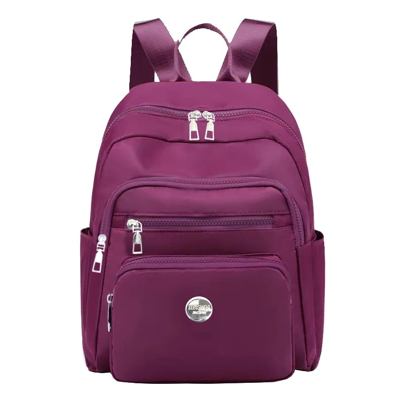 Black Brown Classic Grid Print Small Backpack Multi Zipper Pockets, Casual Fashion Daypack Holds Phone Cosmetic Essentials