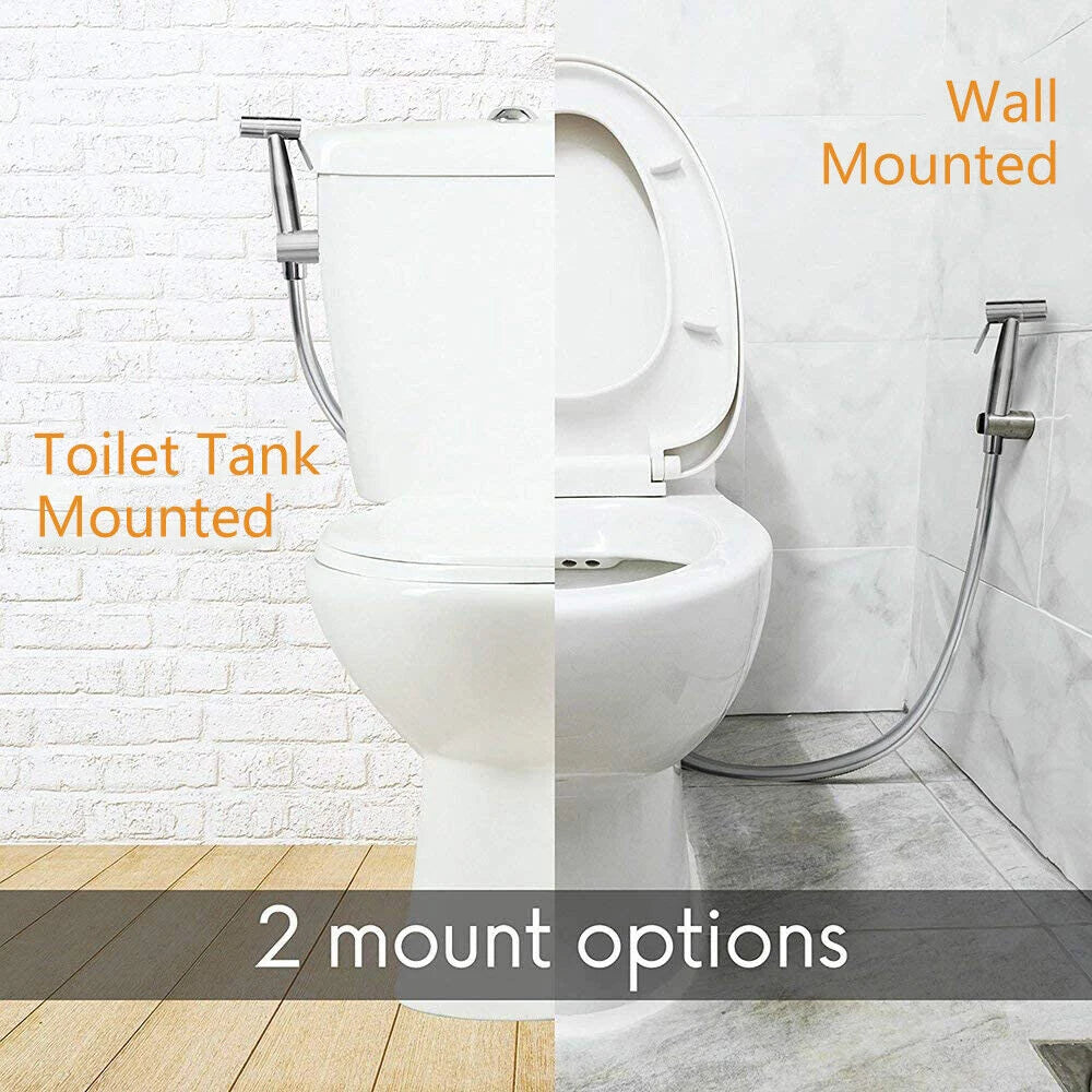Handheld Bidet Toilet Sprayer Set Stainless Steel Bidet Faucet Wall Mounted Toilet Spray Gun Bathroom Shower Head Self Cleaning