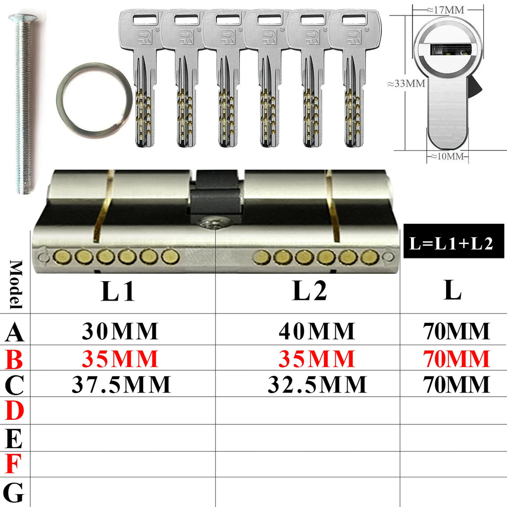 Customize the same key to open all cylinder doors European standard high quality Door lock 11-pin anti-theft lock cylinder