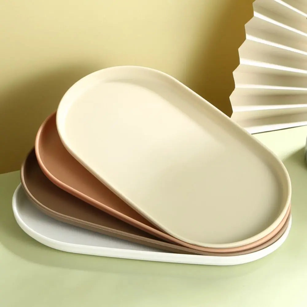 Kitchen Organizer Plastic Dessert Tray Stackable Oval Serving Tray Multi-Function Creative Dish Plate Home