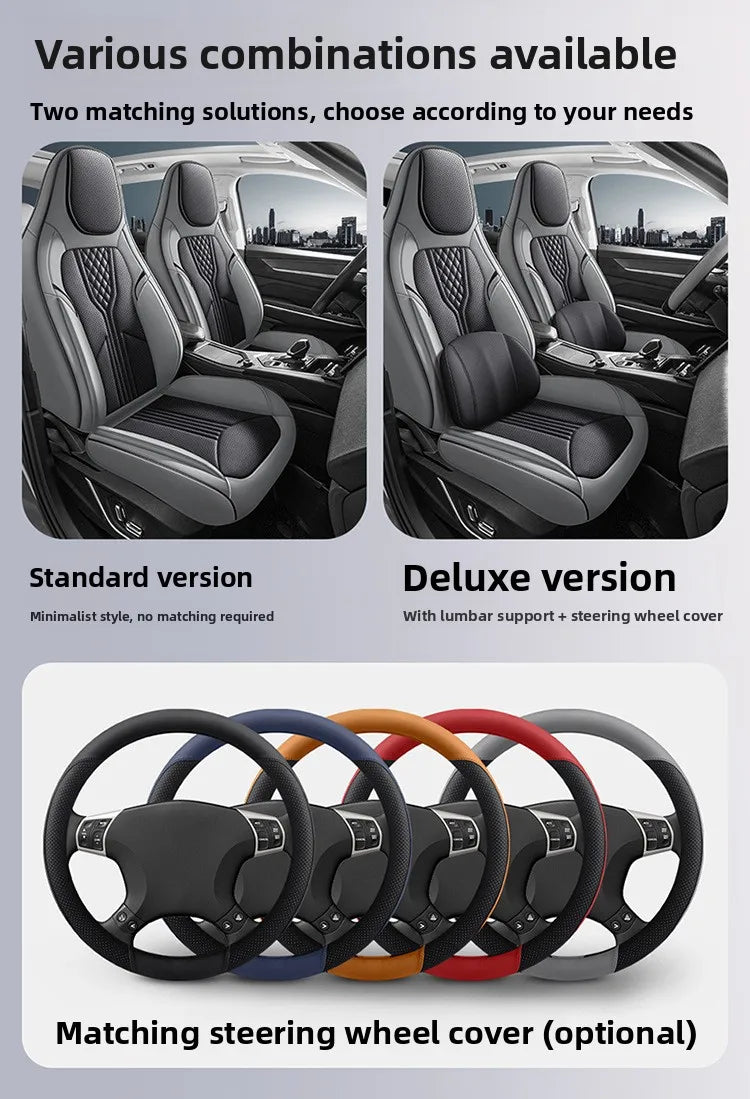 Universal Sporty Seat Luxury Car Seat Full Cover Perforated Breathable Leather Sedan SUV. Cushion Car Seat Full Cover Protection