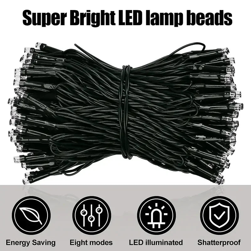 LED Outdoor Led Solar String Lights Fairy Light Solar Powered Garland Lights 8 Mode 22m Garden Wedding Decoration Waterproofn