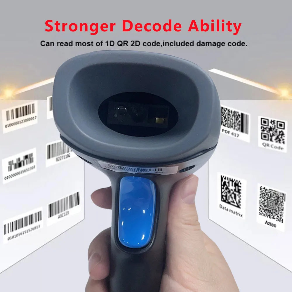 USB 2D Barcode Scanner Handheld Wired QR Code Scanner Support Screen Scan UPC Bar Code Reader for Warehouse Library