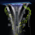 M Boenn 47*12 Inch LED lighting Large Black Shower Head Rainfall Bathroom Faucet Hot Cold Shower System Set Smart Showers Mixer