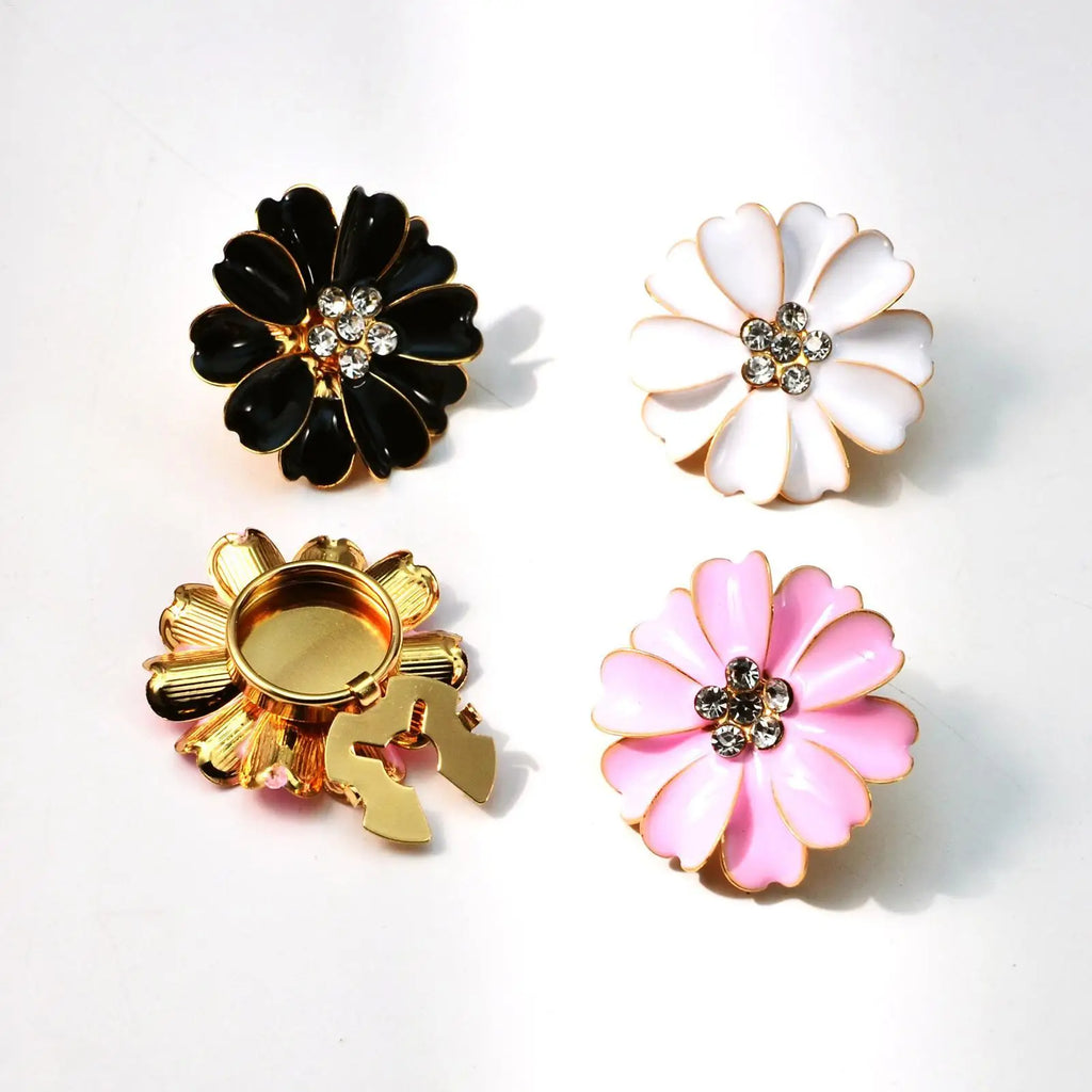 Petal rhinestone cufflinks Button Covers Flower Shaped Button Cover Cufflinks for Women for Sewing Jeans Dress Fabric Blouse