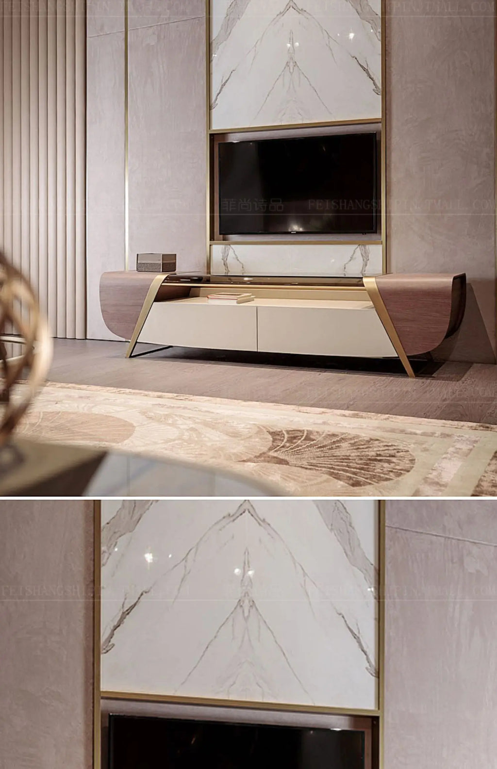 Light luxury Hong Kong-style postmodern floor cabinet Italian minimalist living room audio and video cabinet