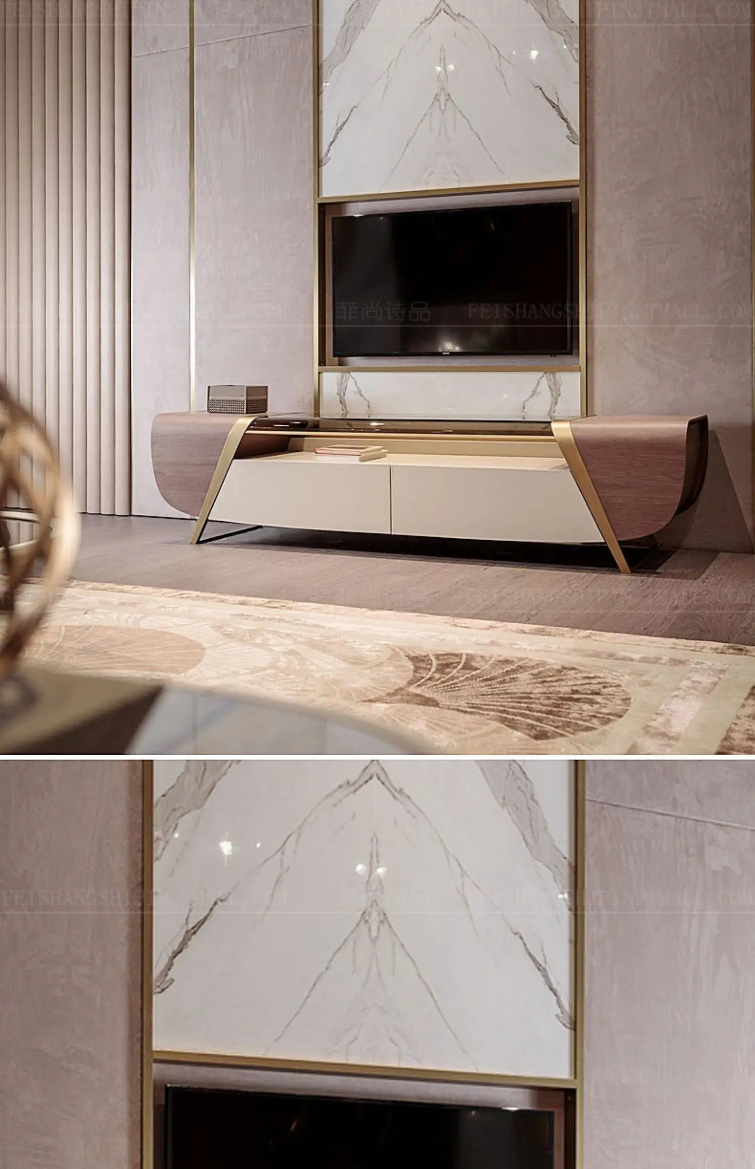 Light luxury Hong Kong-style postmodern floor cabinet Italian minimalist living room audio and video cabinet