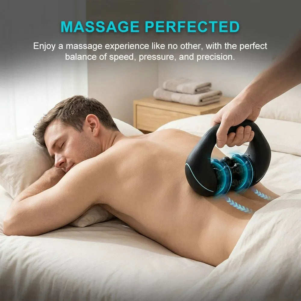 Ergonomic Handheld Electric Massage Roller 3 Speed Vibration Massager Lightweight Tool for Neck Back Shoulder Leg Home Travel
