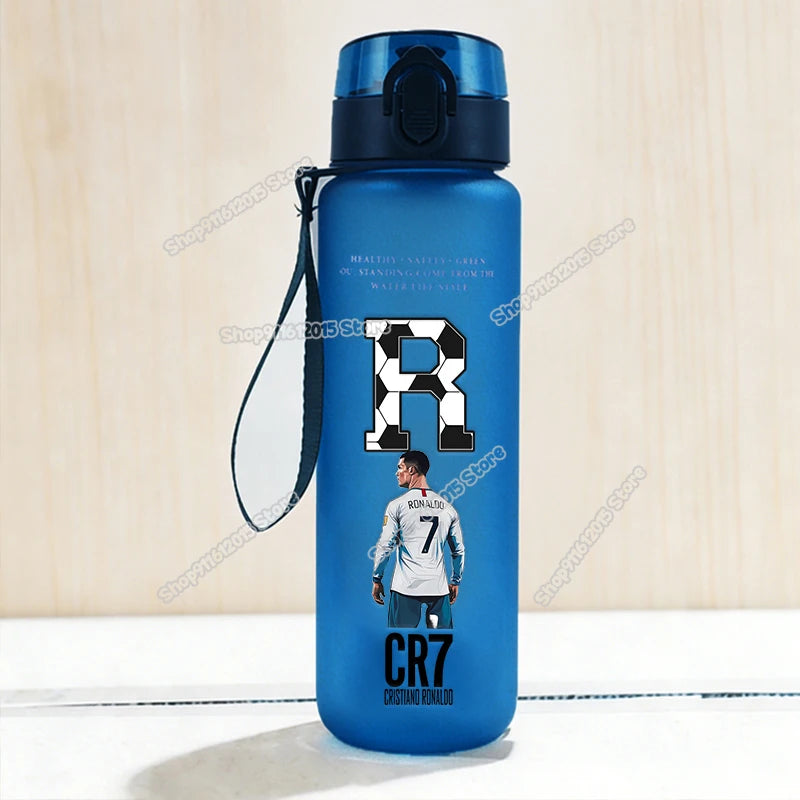 650ml CR7 Ronaldo Water Bottle Soccer Star Letter A-Z Children Outdoor Drink Bottle School Kids Straw Cup Boy Girl Sport Jugs