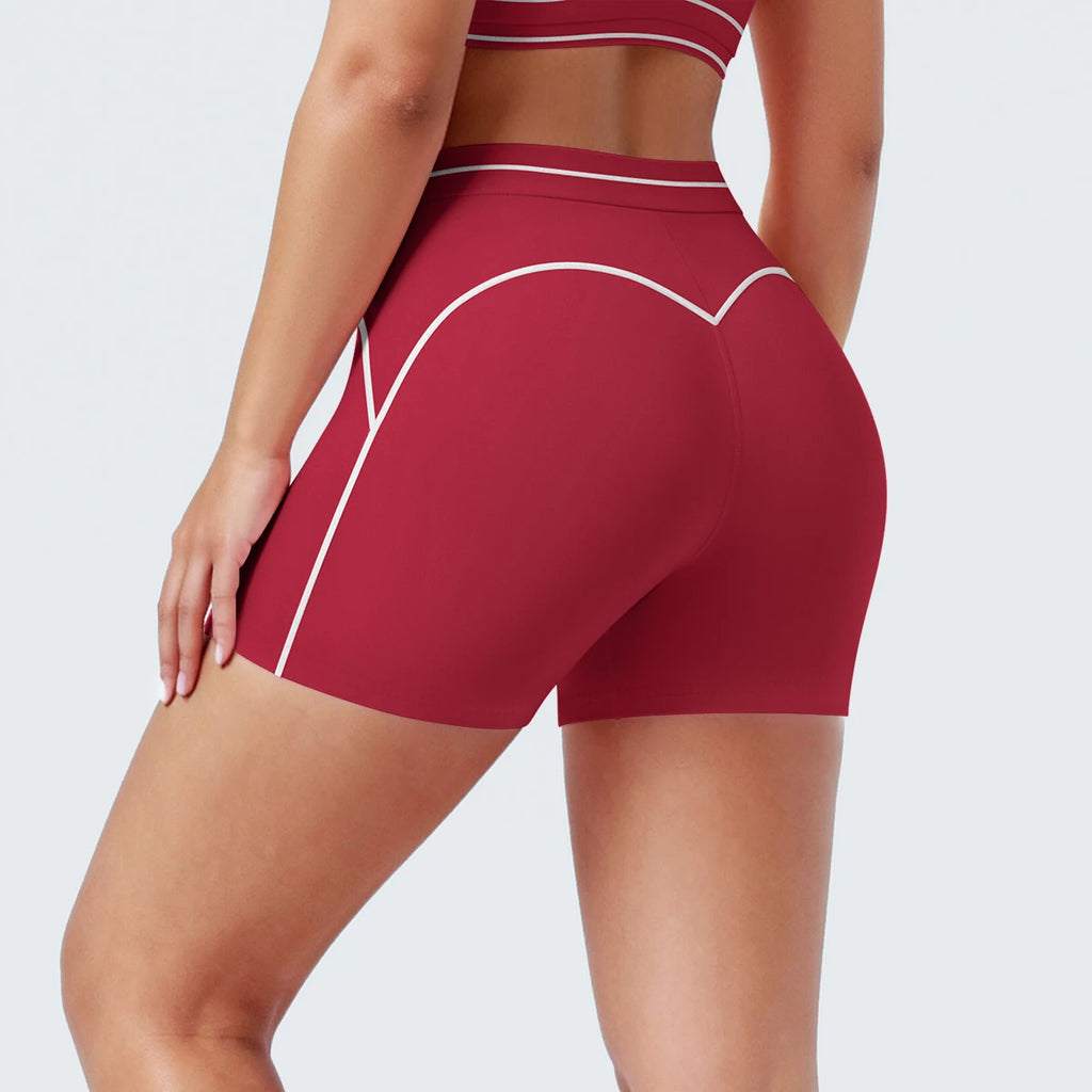 High Waist Stripe Fitness Yoga Shorts for Woman's Quick-Dry Breathable Hip-lifting Summer Gym Running Color Blocking Yoga Shorts