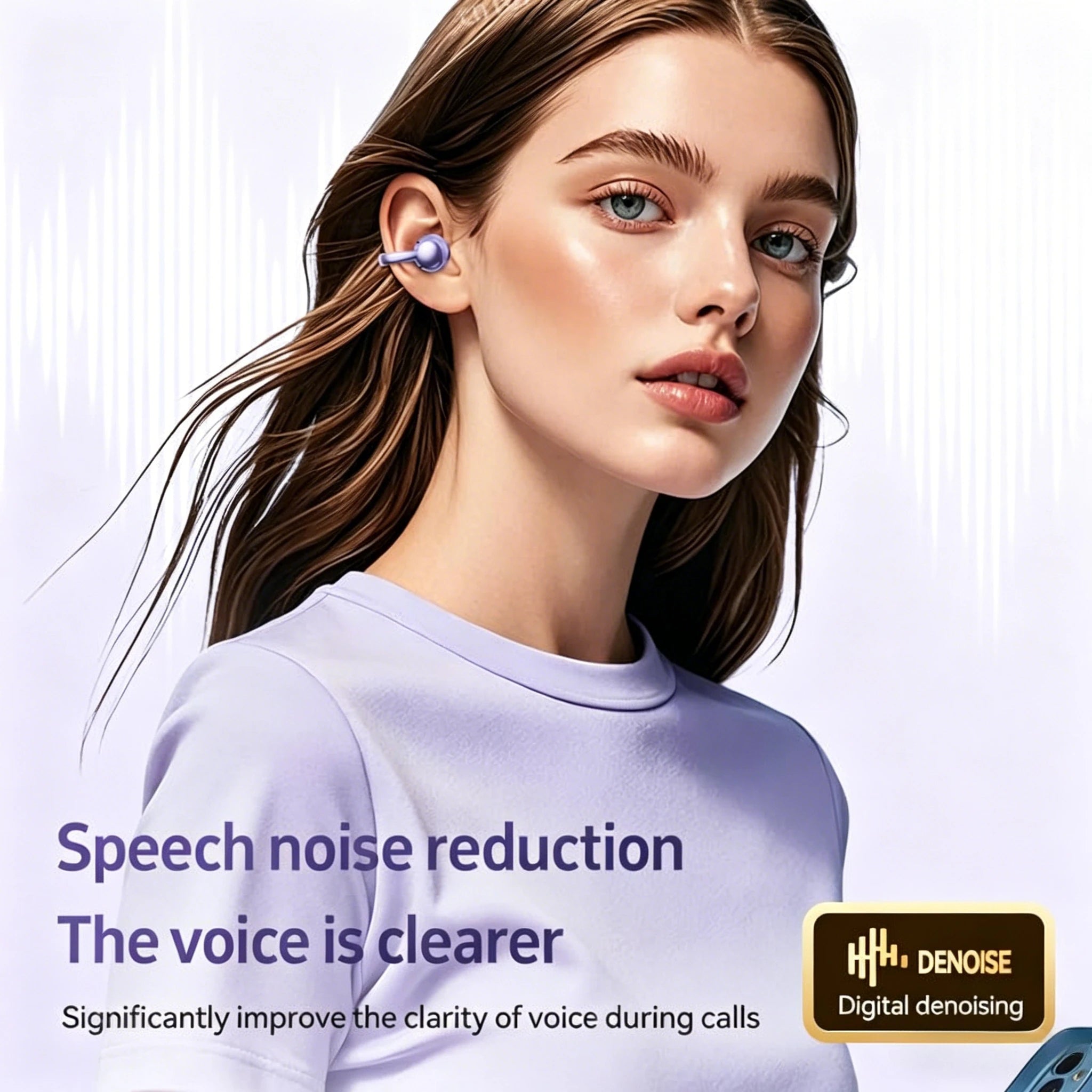 Wireless Clip Headphones Bluetooth Headset Handsfree Noise Canceling Earphones Clip Ear Music Sports Gaming Earplugs With Mic