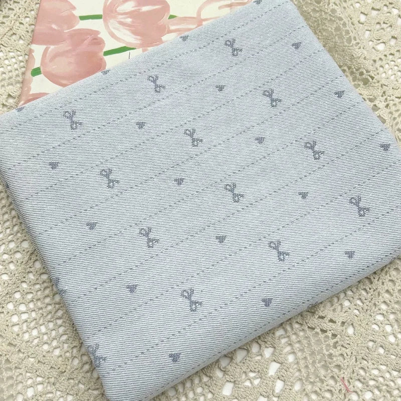 Cute Exquisite Bow Denim Fabric Premium Quality Clothing Dress Curtains DIY Home Decoration Craft Sewing Bag Making Material
