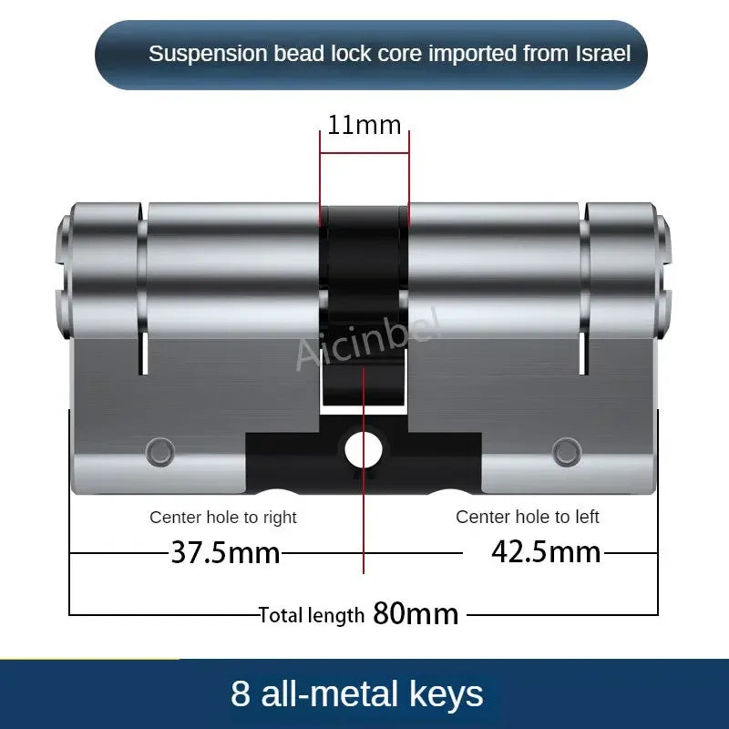 65-130MM High Quality European Standard Lock Cylinder,Super C-Level Anti-Theft Door Lock Cylinder,Household Copper Lock 8 Keys