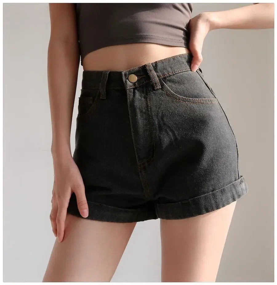 Basic Denim Shorts Women Sexy Skinny Vintage All-match High Waist Fashion Casual Streetwear Summer Chic Pure Temperament Females
