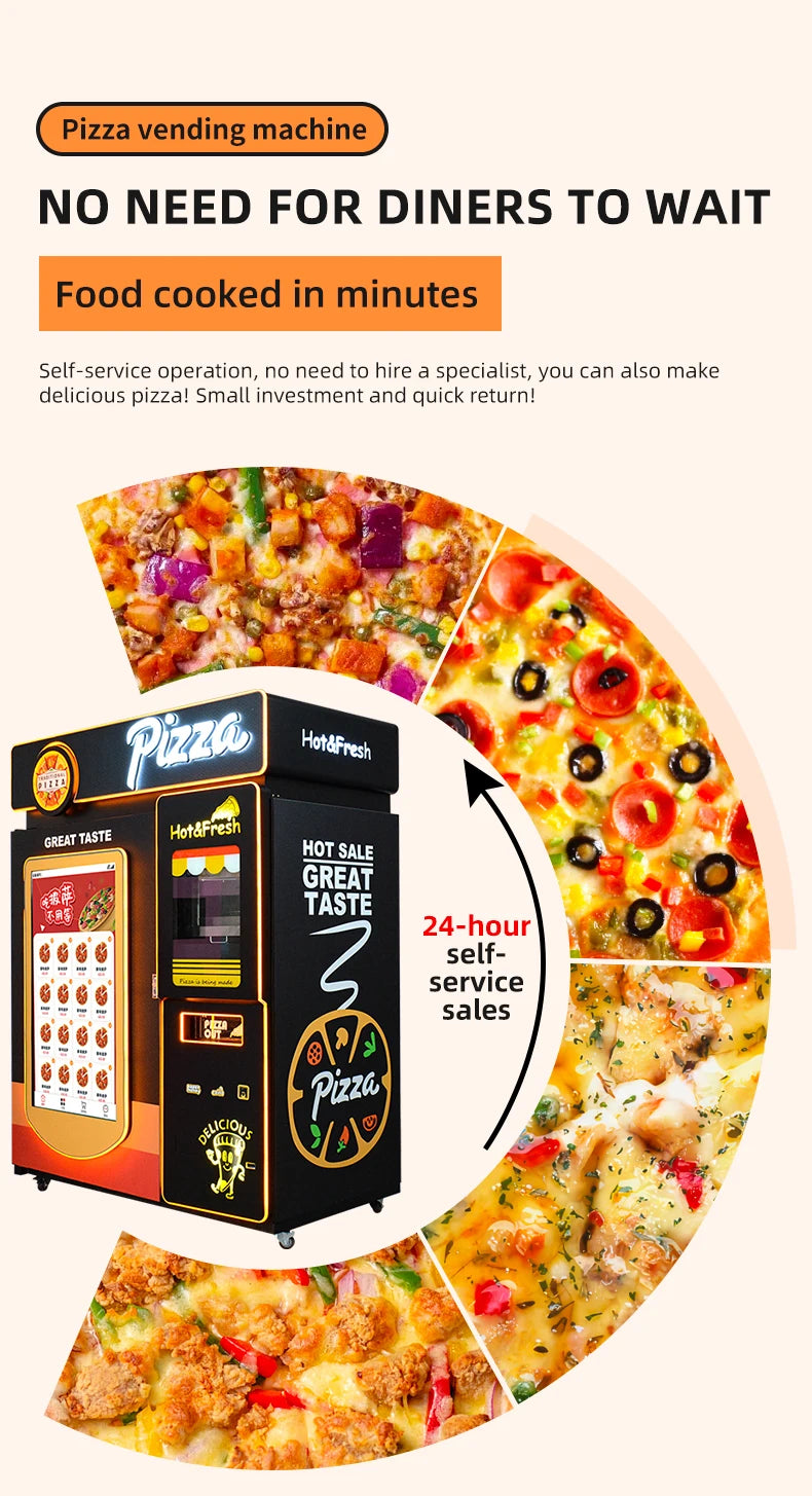 Smart Makes Fresh Pizza Vending Machine Automatic Pizza Touch Screen Pizza See Through Vending Machine