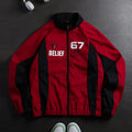 Jacket Man American Street Retro Color Block Stand Collar Jacket Zip Up Loose Trendy Letter Print Fashion Casual Streetwear Coat