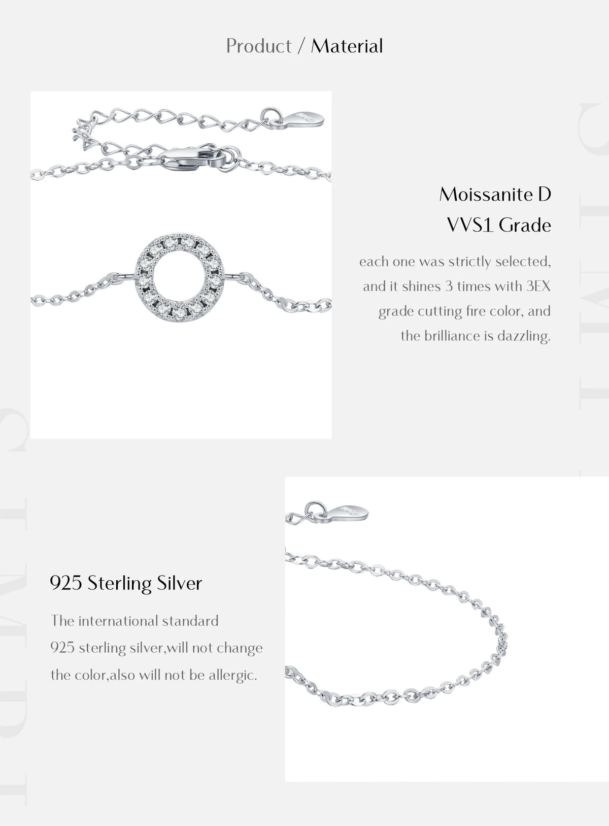 MODIAN D Color Moissanite Bracelet 925 Sterling Silver Fashion Hallow Out Round Link Chain Bracelet For Women Fine Jewelry Gifts