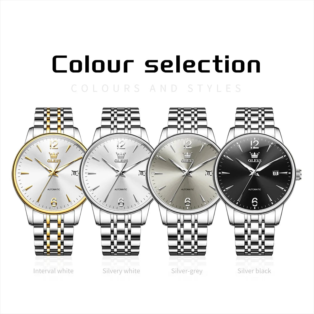 OLEVS 6741 Men Mechanical Watches 2025 New Luxury Automatic Watch Men Sapphire crystal Waterproof Moon Wrist Watch For Men