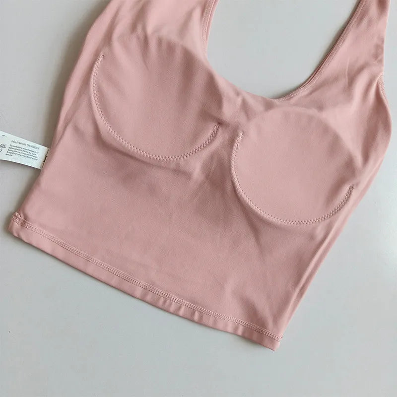 Women's Slimming Halter Neck Tube Top Yoga Vest One Cup Back Sling Fixed Gather Gym Outerwear for Summer Sexy Fitness Bras