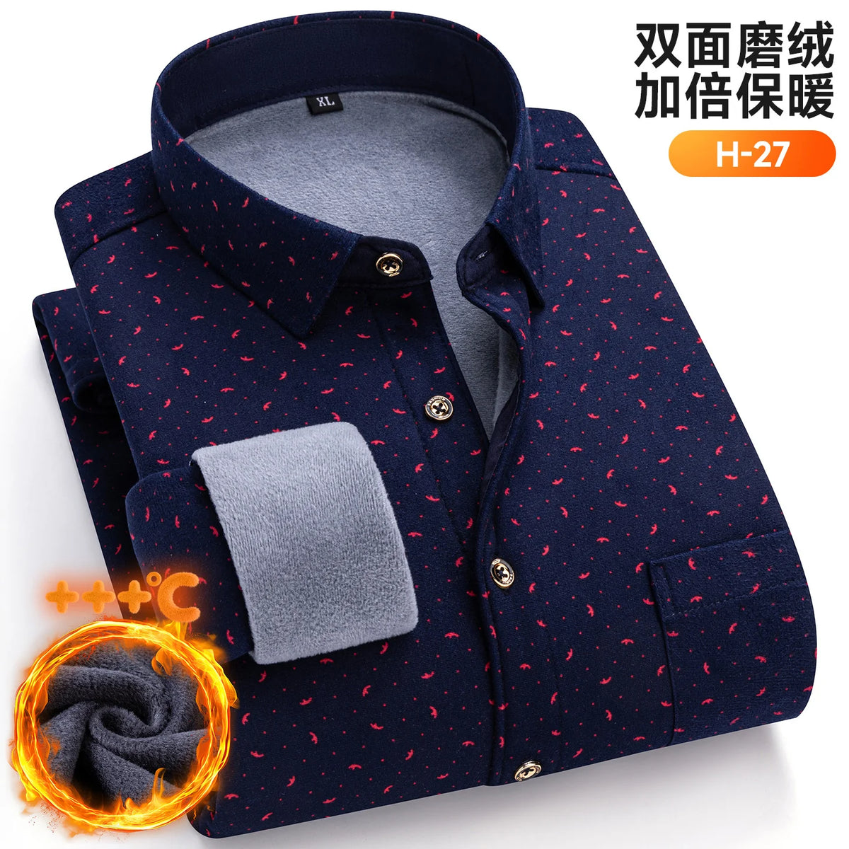Plus Size 8XL 7XL 6XL Men's Thickene Shirt Long Sleeve Fleece Warm Winter Autumn Casual Soft Print Daily Thermal Male Clothing