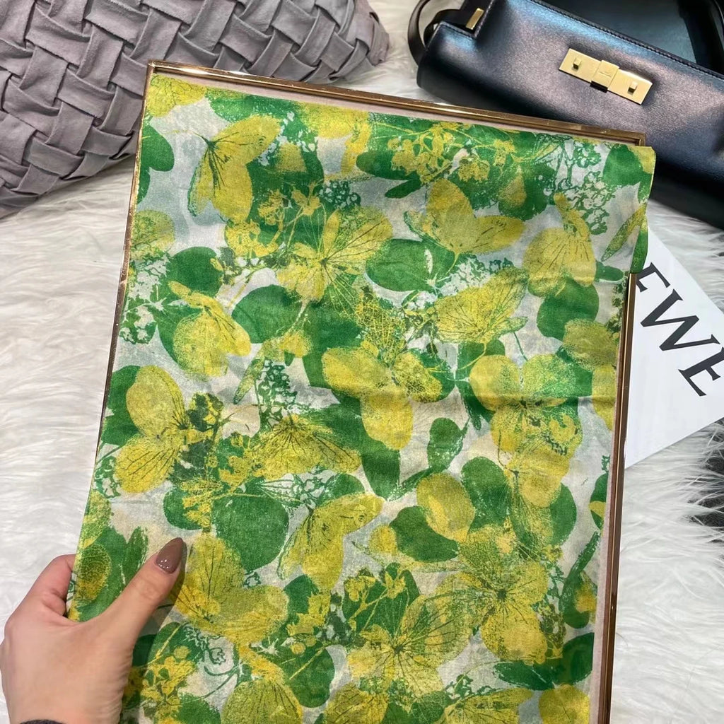 100% Mulberry Silk Scarf Shawl Brand Plum Bossom Design Blue Green Summer Beach Silk Shawls Scarfs Fall Winter Neck Head Scarf