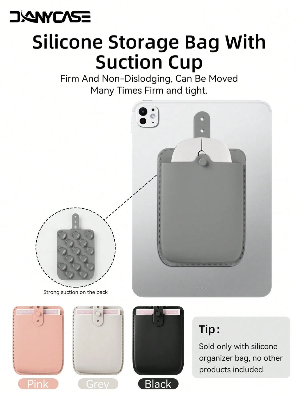 Adsorption Back Storage Bag For iPad Laptop Smooth Surface Reusable Cable/Mouse/Powerbank Pouch Elastic Tablet Accessories