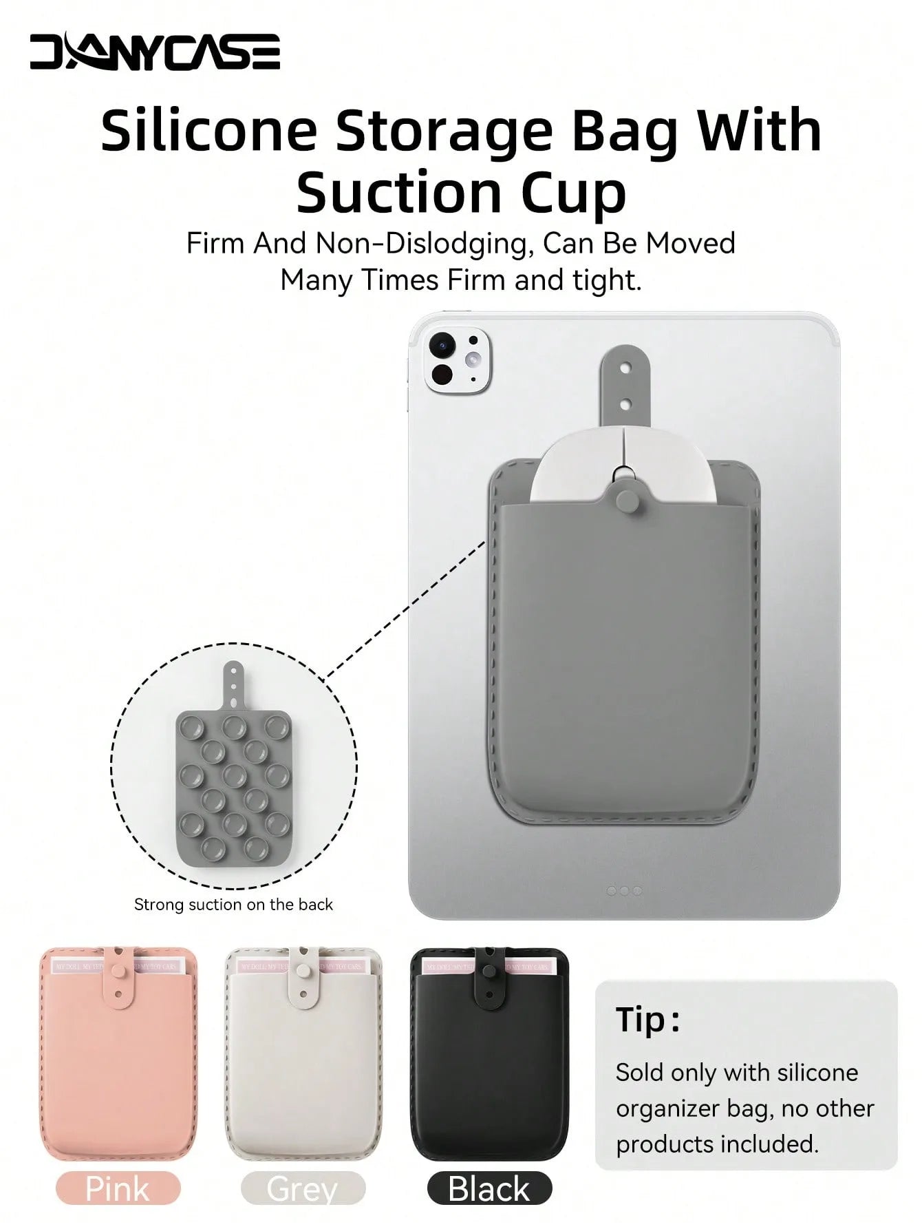 Adsorption Back Storage Bag For iPad Laptop Smooth Surface Reusable Cable/Mouse/Powerbank Pouch Elastic Tablet Accessories
