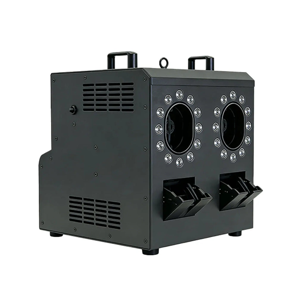 LED DMX512 Remote Control Fog & Bubble Machine Double Wheel Smoke Bar KTV Hole Performance Special Effects Blower