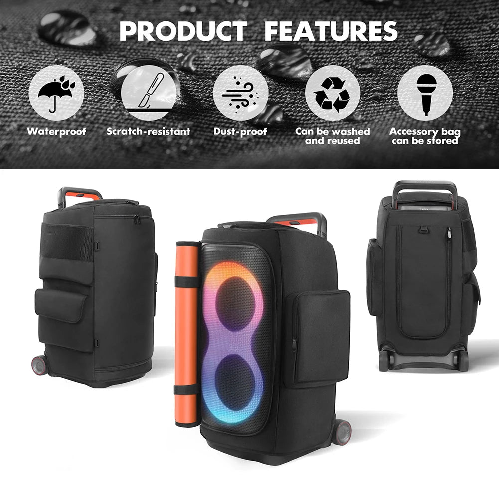 Portable Speaker Dust Case w/ Mic Pocket Double-Sided Speaker Storage Bag Wear Resist for JBL PARTYBOX 720/520/110/310/320 Cover