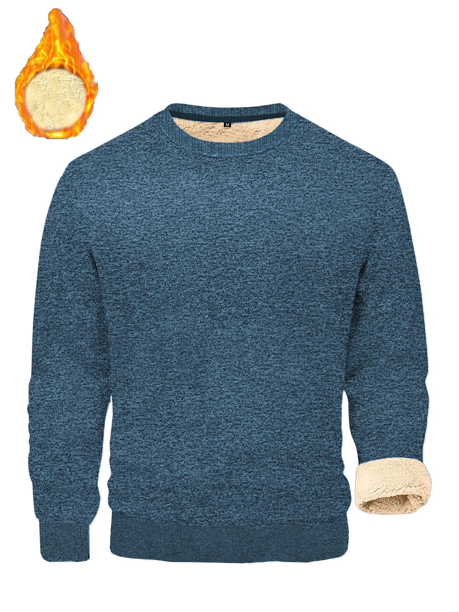 Lamb Fleece Round Neck Top for Men in Winter with Thick and Warm Fleece Hoodie
