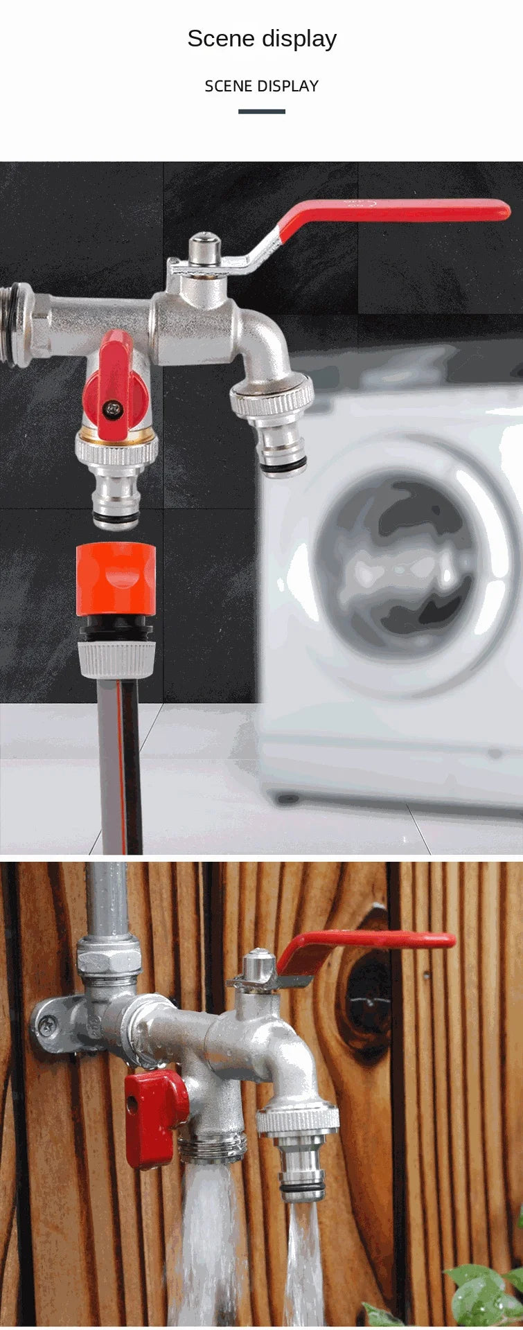 Garden Outdoor Bibcock Faucet DN15 DN20, Anti-freeze, Dual Control Copper for Washing Machine and Kitchen Garden Sink    1/2