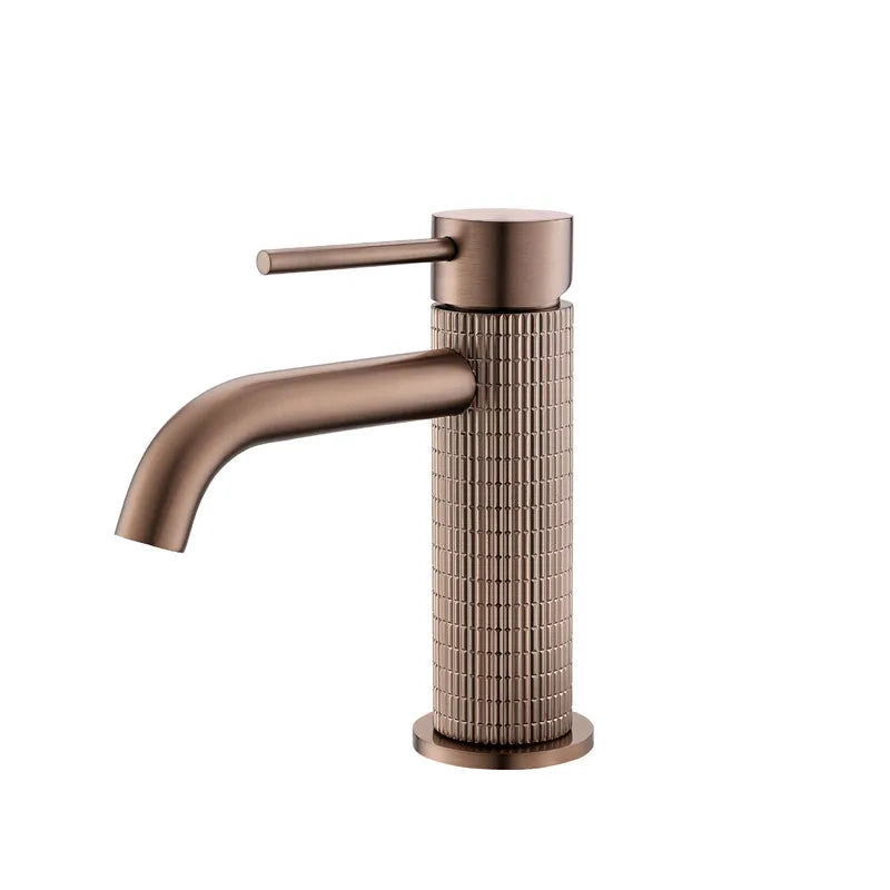 Brushed Rose Gold Bathroom Faucet Brushed Gold Basin Faucet Art Carved Sink Tap Hot & Cold Grey Lavatory Faucet Crane Water Tap