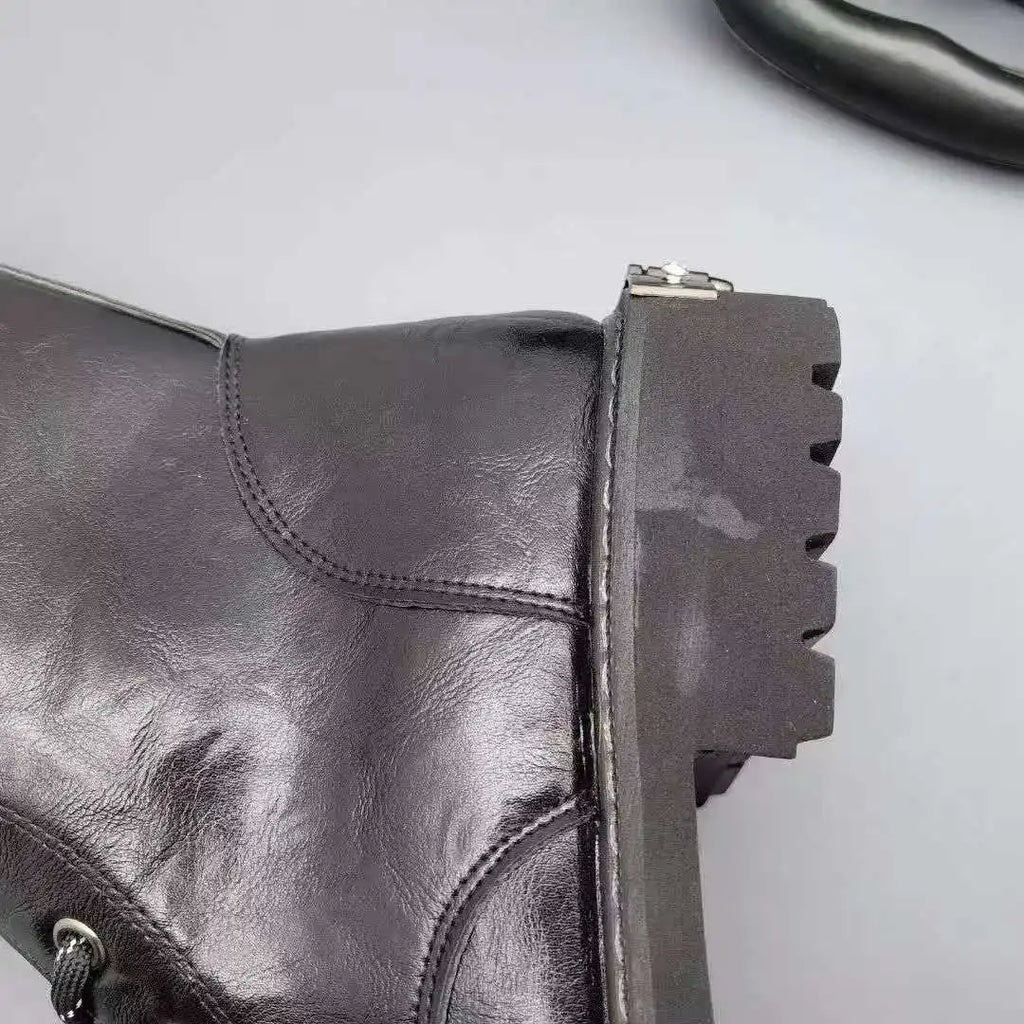 men's fashion party nightclub dress motorcycle boots black soft leather shoes autumn winter cowboy high boot long botas hombre