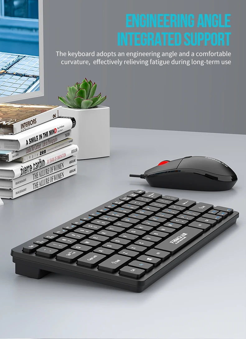 FRIWOL KT-100 Wired  Keyboard Mouse Set 78 Key Mini Portable Keyboard USB Desktop Laptop Office Home Light voice