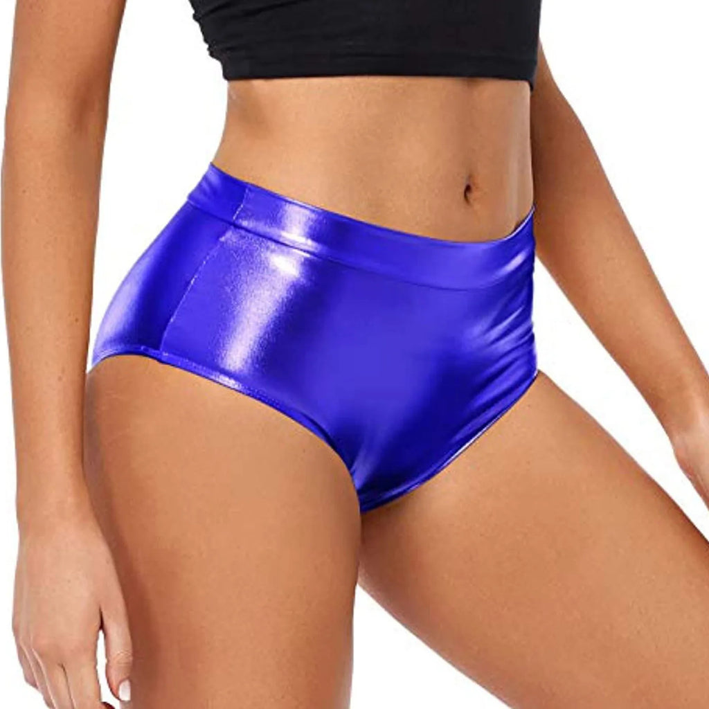 Women's Shiny Booty Shorts Faux Leather Hot Pants Rave Dance Festival Bottoms Pole Dancing Performance Shorts Party Clubwear