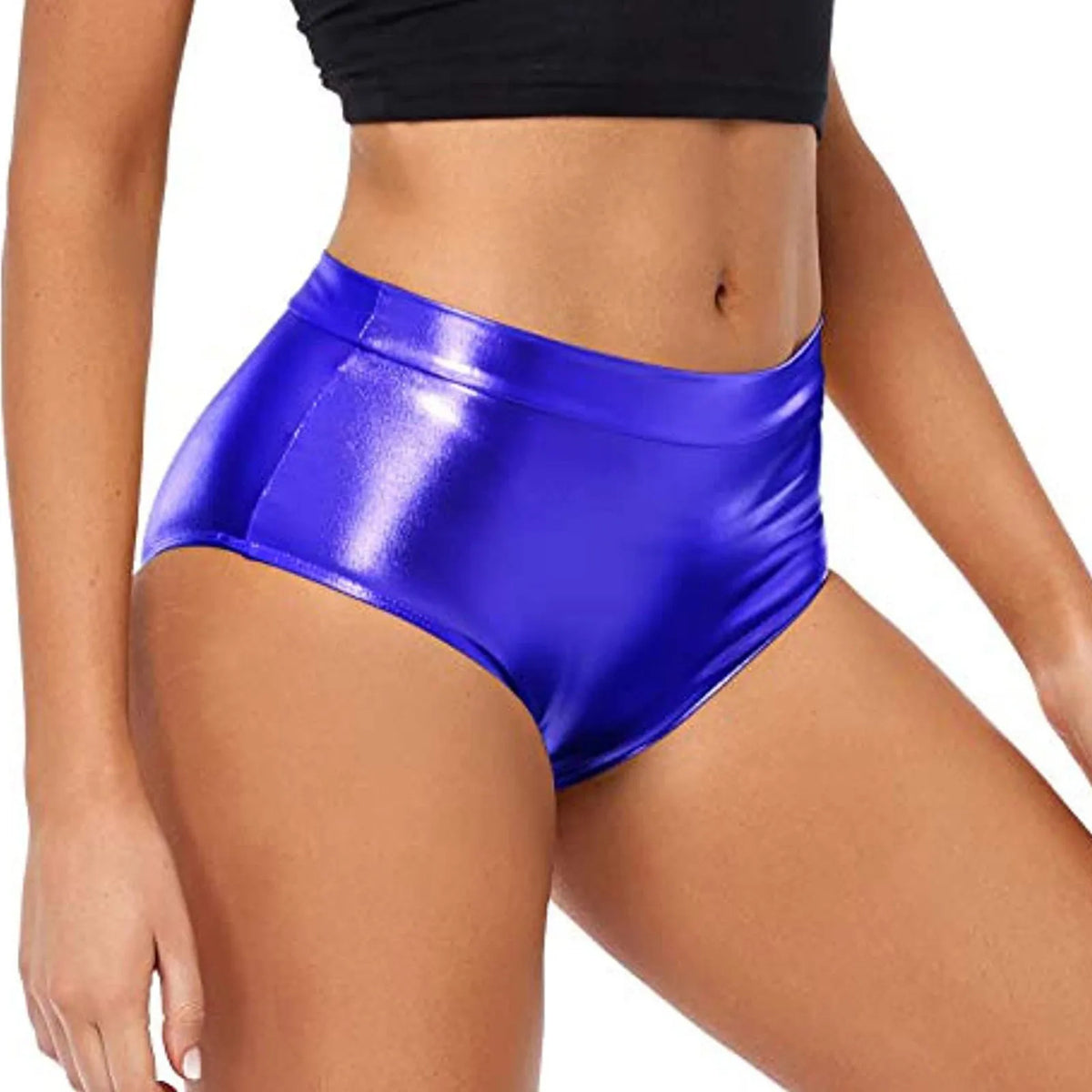 Women's Shiny Booty Shorts Faux Leather Hot Pants Rave Dance Festival Bottoms Pole Dancing Performance Shorts Party Clubwear
